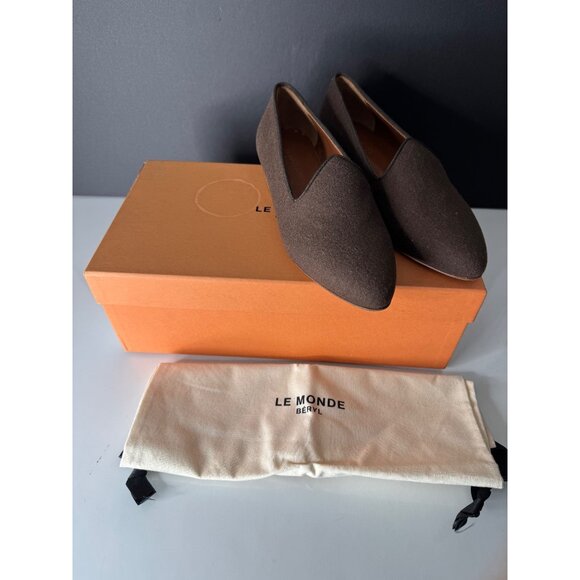 NEW Le Monde Beryl Wool Venetian Slipper Loafer Flats Brown Velvet EU 36 - Picture 2 of 6